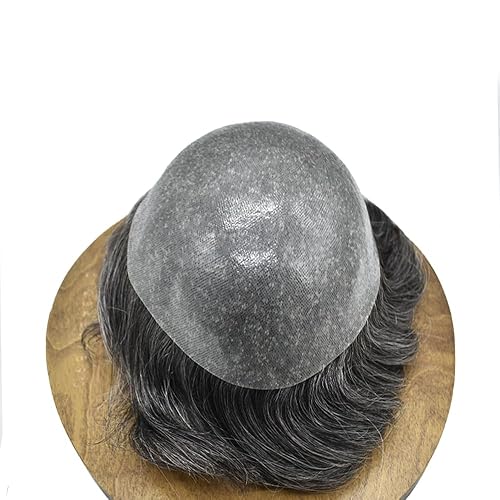 Miniatura 10 de Toupee para hombres PAPY - Sistema de cabello humano Remy europeo de 0.005 in, sistema de cabello sintético para hombres, sistema de reemplazo de
