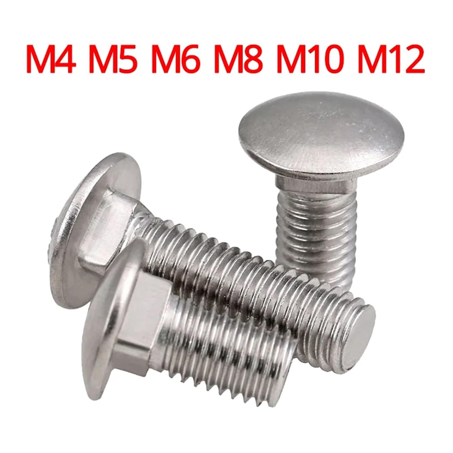 Stainless Cup Square Carriage Bolt ， M4 M5 M6 M8 M10 M12 304 Stainless Steel GB12/DIN Dome Round Head Square Neck Bolts Shelf Storage Rack Cap Head Screw(45mm,M5(10Pcs))
