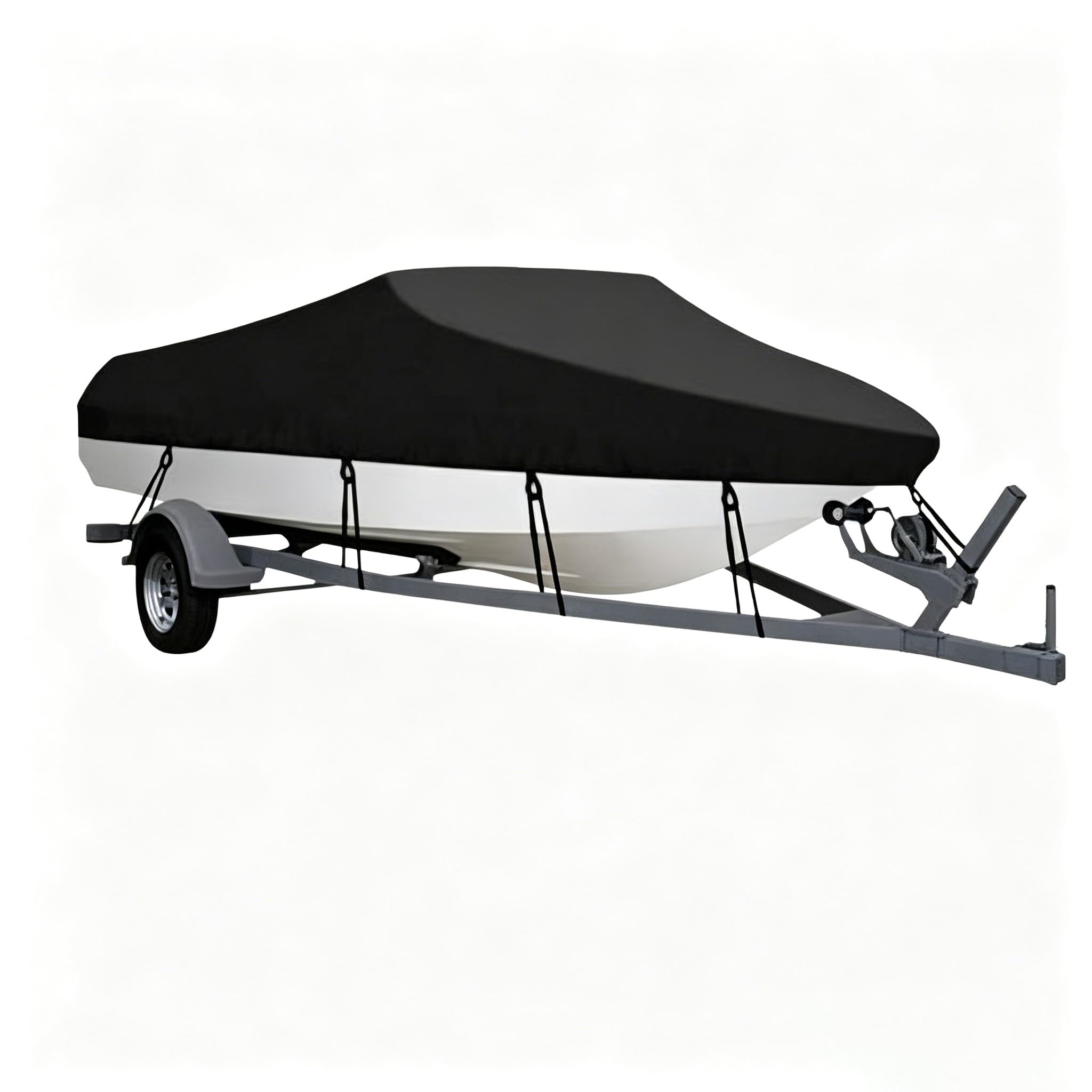 Heavy Duty Boat Cover for Bayliner 175 BR, Waterproof Trailerable Marine with Adjustable Straps All-Weather Protection,Black