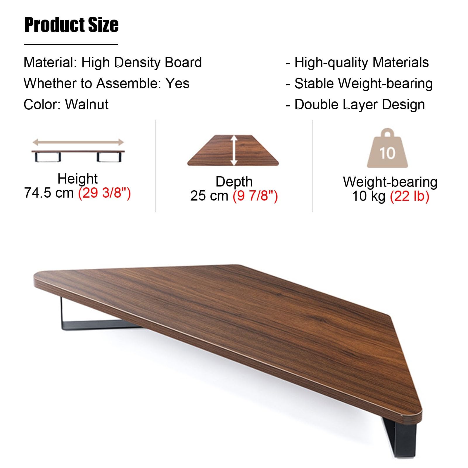 Supporto per monitor per scrivania da ufficio, design triangolare ad angolo alto, con supporto in metallo e tappetino antiscivolo, mensola organizer universale da scrivania per sala studio, altezza