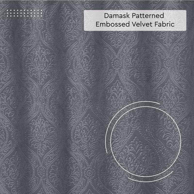 Image of Encasa XO Embossed Velvet Fabric Material by Meter Grey | Sofa Cloth Material | Unstitched Fabric for Making Cushion Cover, Sofa Cover | 175 GSM | 3 Meters, 300x150 cm