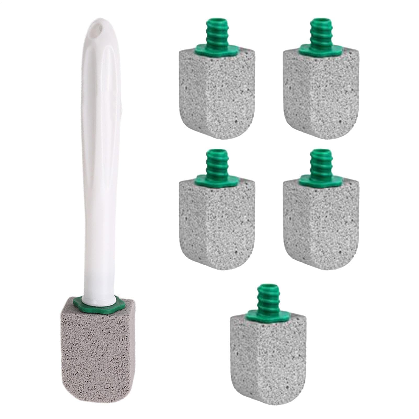 Toilet Cleaning Brush Bathroom Cleaner Brush Toilet Pumice Cleaning Stone Set with 5 Replaceable Pumice Stones for Hard Water Stains Limescale & Toilets Bowl Rings