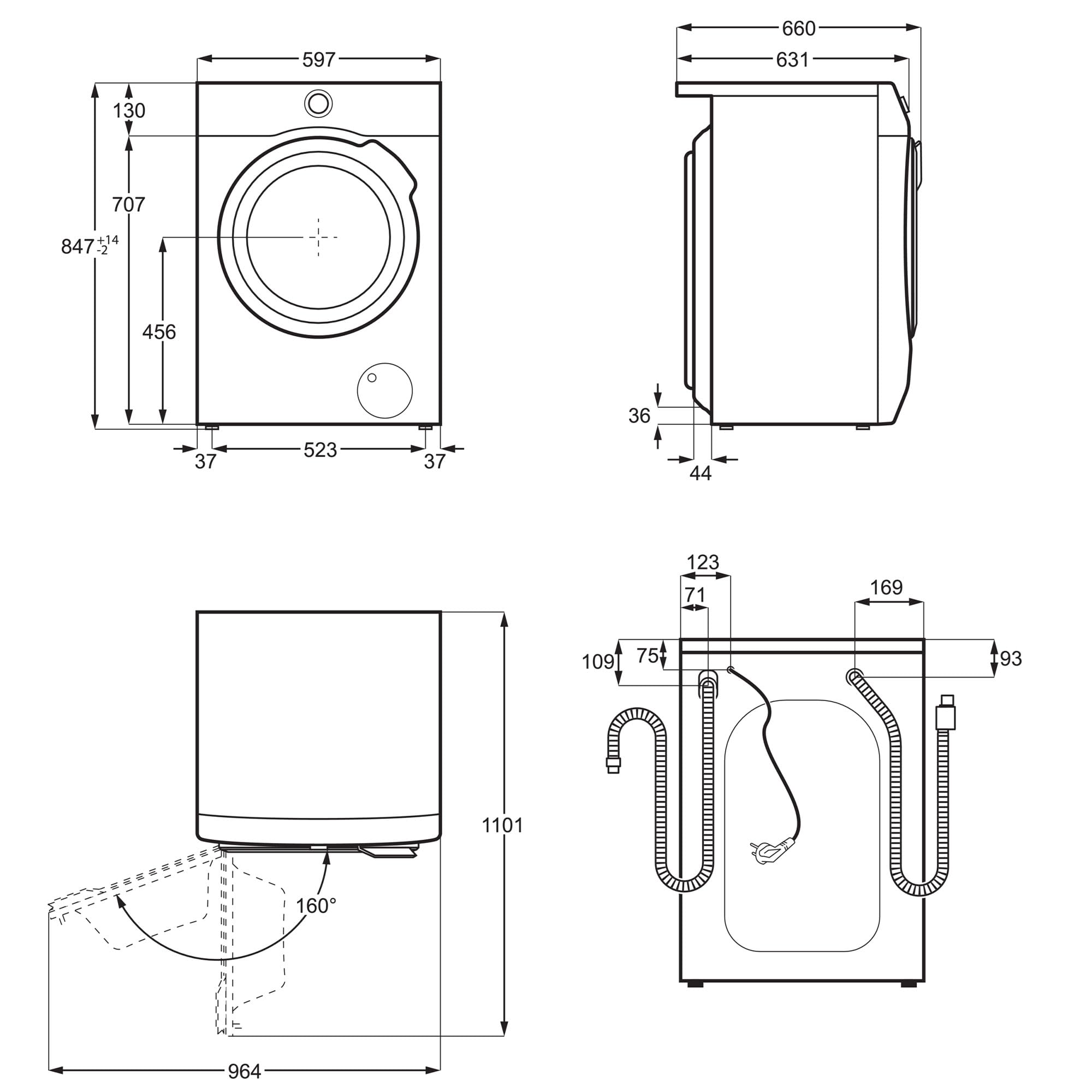 AEG LWR7316O4B Lavasecadora de Carga Frontal, Lava 10 Kg Seca 6 Kg, Libre Instalación, 1600 rpm, Conectividad WiFi, Cajón universal PODs, Programa NonStop, Panel LCD, Blanco, Clase D