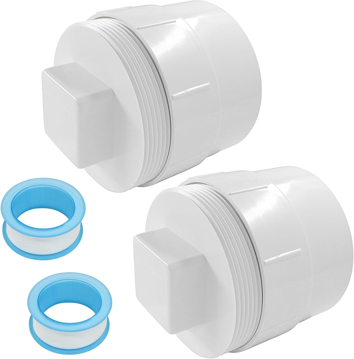 4 Inch PVC Sewer Cleanout Adapter with Plug Pipe Fitting, DWV Flush Sewer Cleanout Cap for Outdoor Garden, RV, Drainage Piping System, Pack of 2
