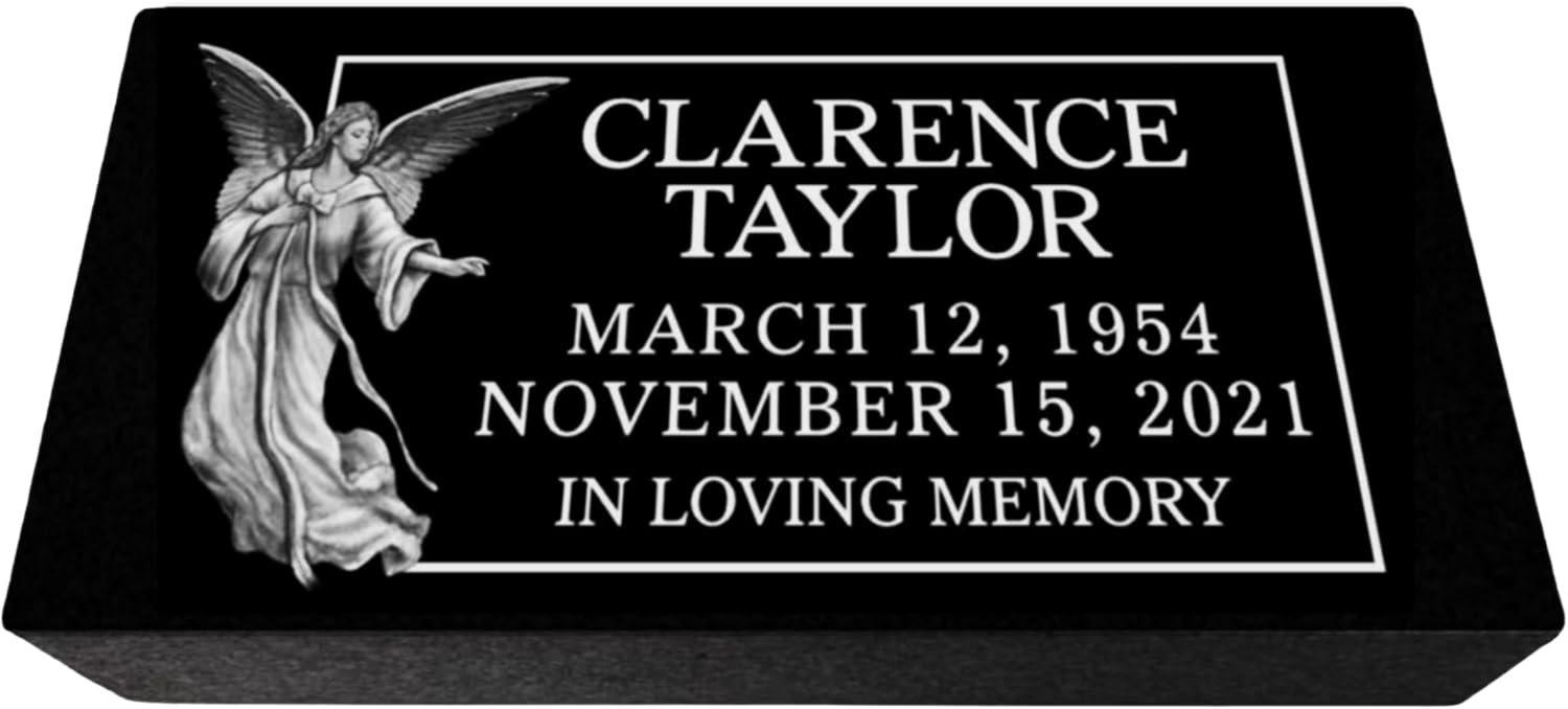 Grave Markers for cemetery-16x8x3 Flat Grave Markers,Black Granite Headstone,headstones for Graves,Grave Markers for Cemetery for Humans
