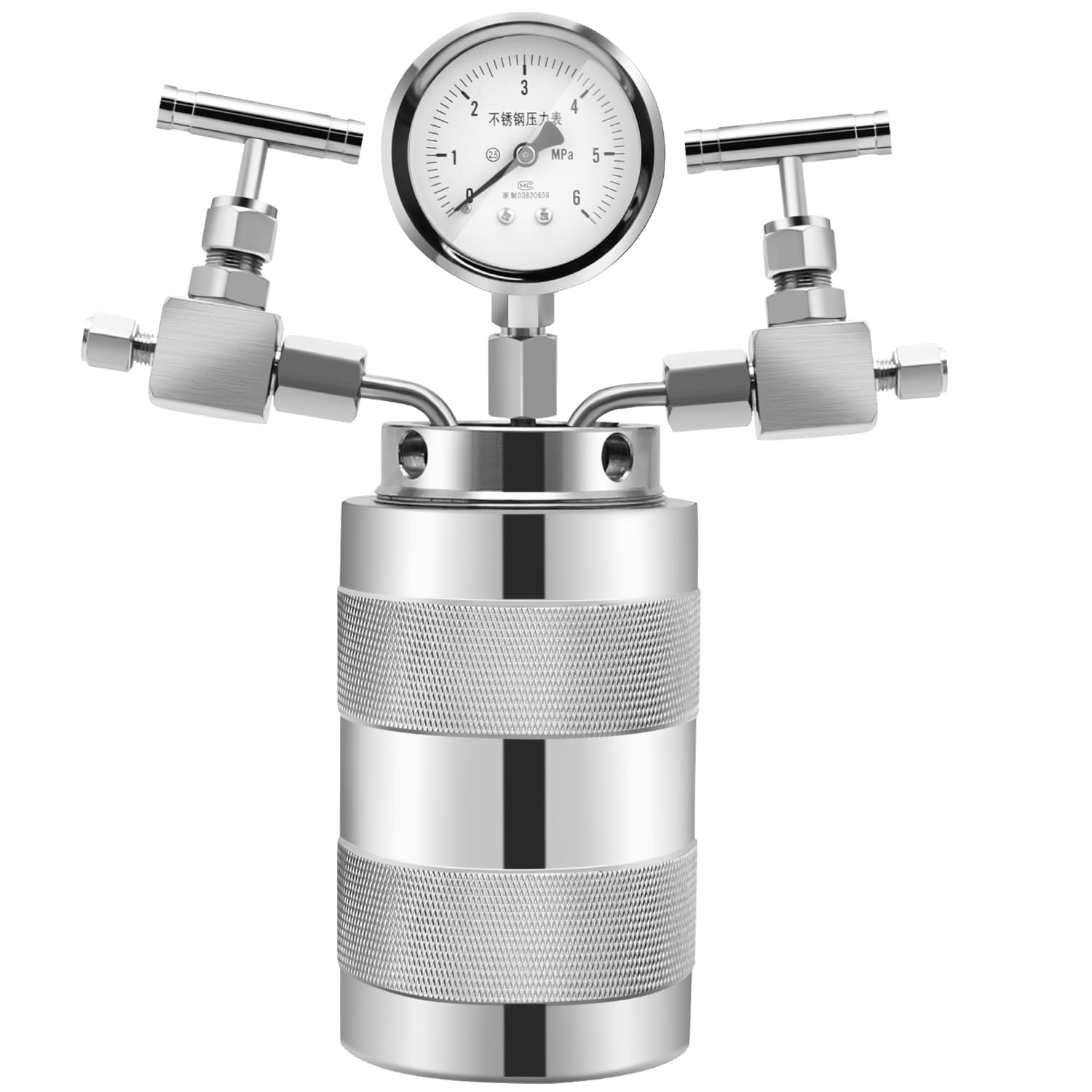 Huanyu 6MPa Autoclave de alta presión 50ml 180℃ Reactor PTFE Liner con manómetro de entrada de gas Salida (50ml)