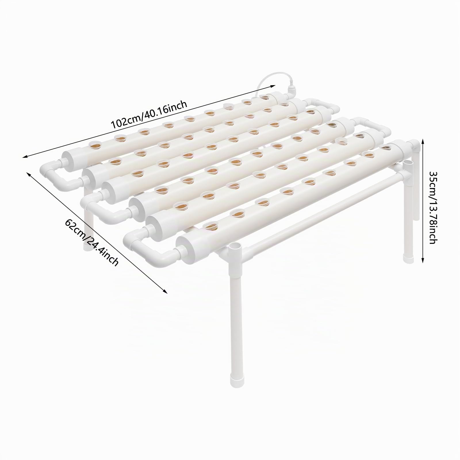 Système de culture hydroponique hydroponique - Kit de culture hydroponique - Système de culture hydroponique sans terre - Pour balcon, jardin - Pipe en PVC (54 trous et 6 tuyaux)