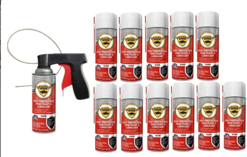 12 Oz Undercoating (12) Cans Lanolin Aerosol Spray Straw (Clear) Rust Inhibitor and Prevention, Anti Corrosion Lubricant, Spray Can Extension Wand with Spray Trigger