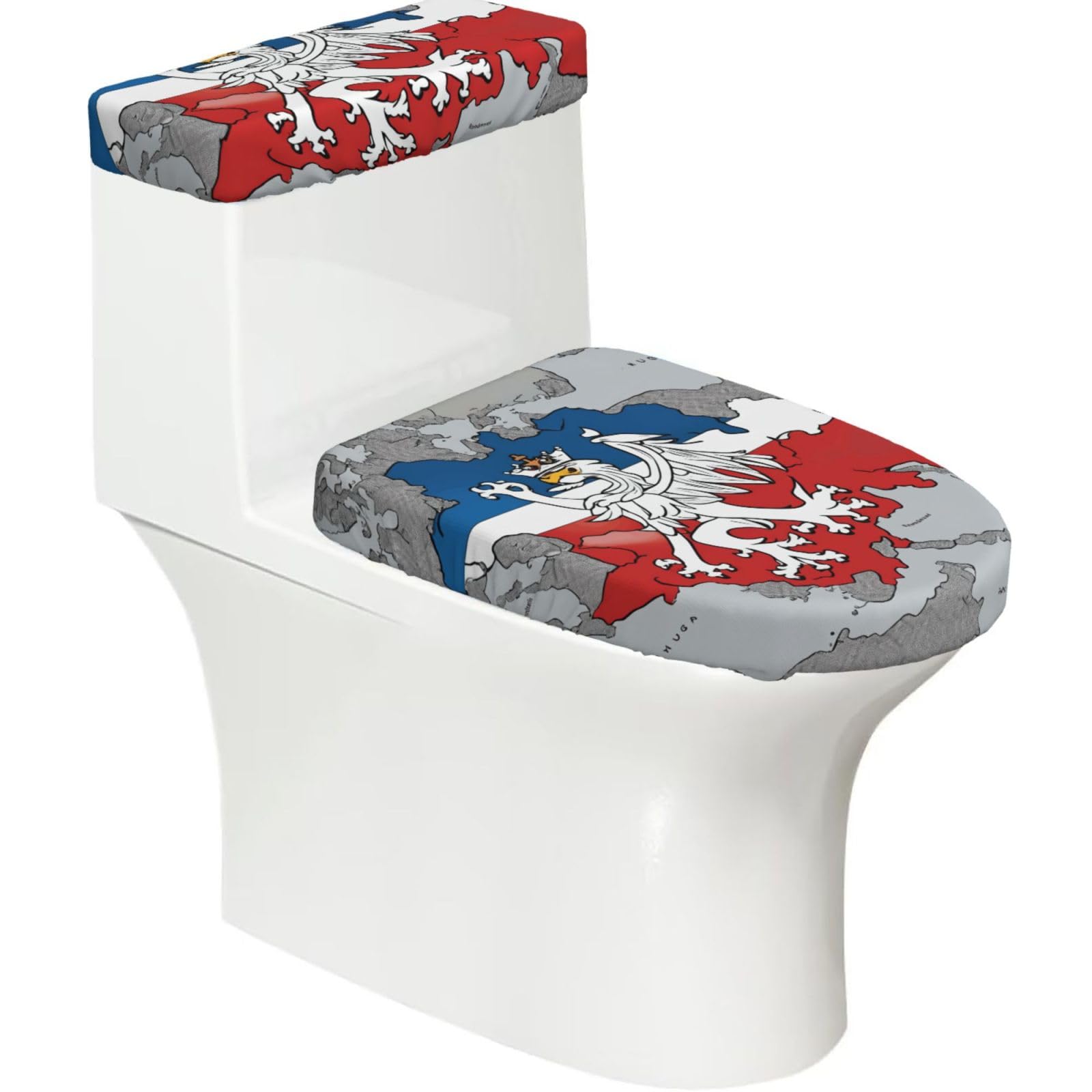 Czech Republic Position Flag Map Print Bathroom Decor Toilet Lid Cover And Tank Covers, Restroom Accessories Fits Most Round