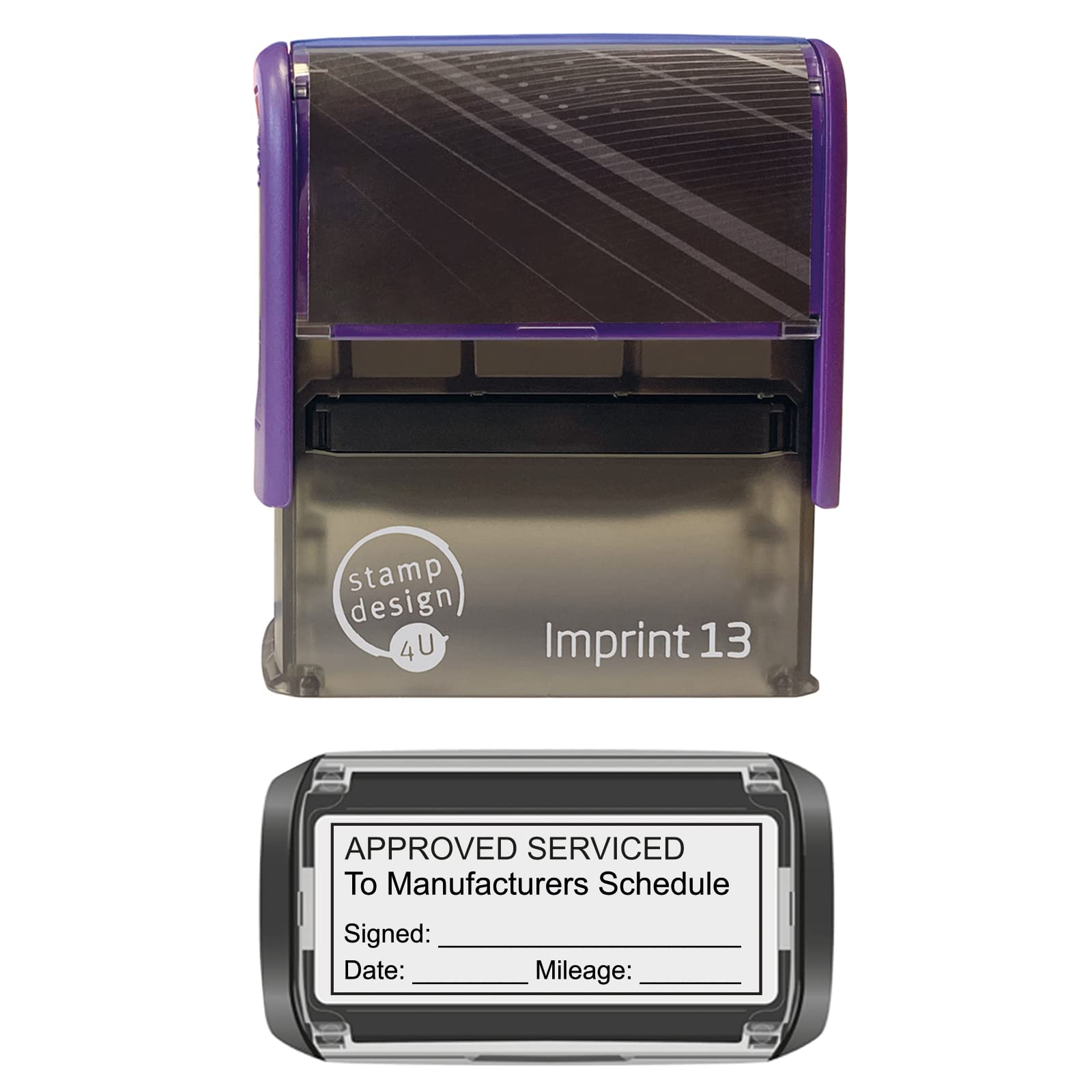 Stamp Design 4 U- Imprint 13- Approved Serviced Stamp, Self-Inking- 58 x 22 mm