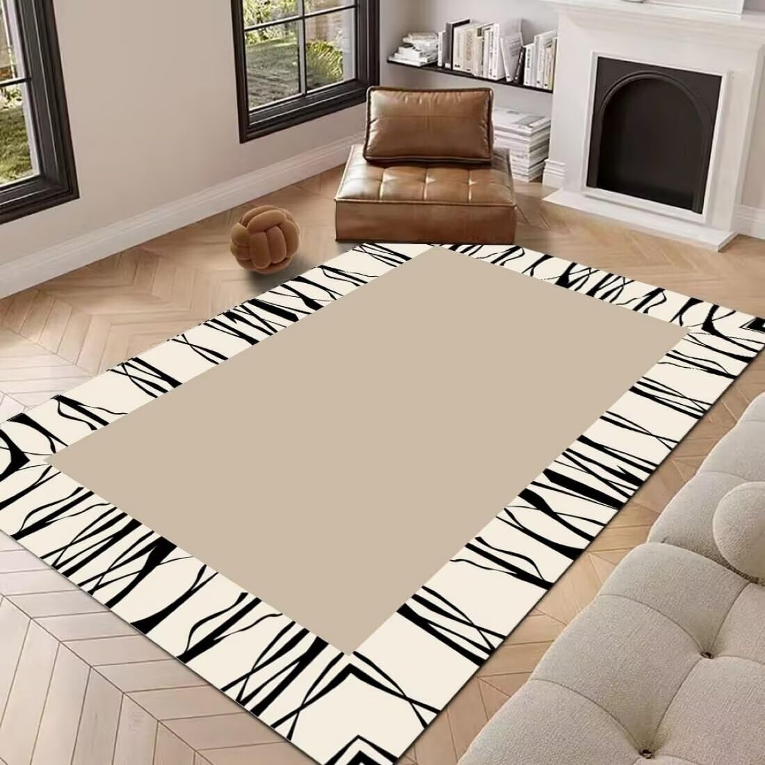 Tapis beige de salon moderne et accessoires chambre 130x190cm
