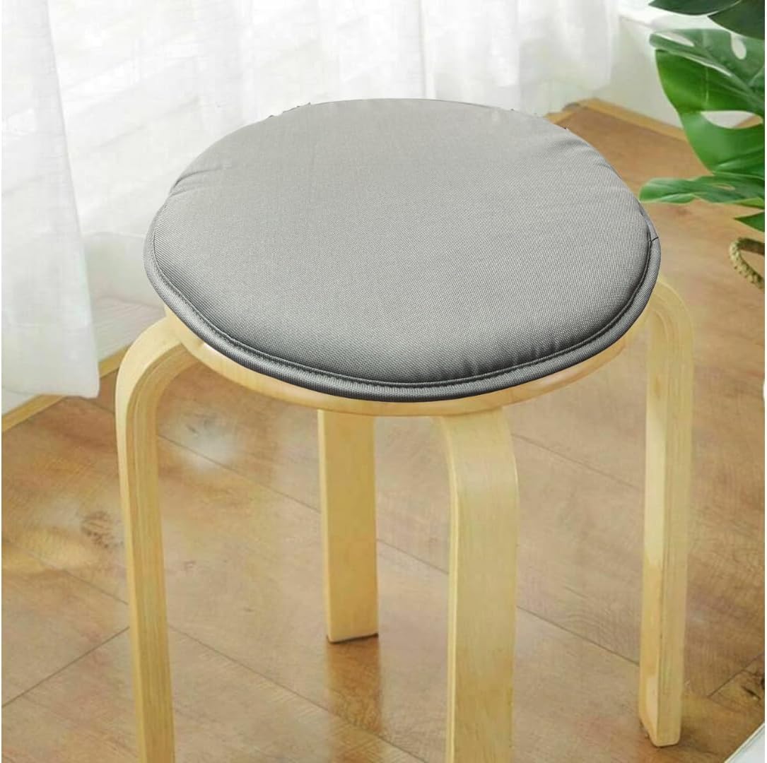 HOMES-LINEN Indoor/Outdoor Waterproof Chair Pads Round Seat Cushions Garden Patio Home Cushions - Diameter 35cm,Patio Furniture Cushion Cover, Round Seat Garden Pads (4, Silver)