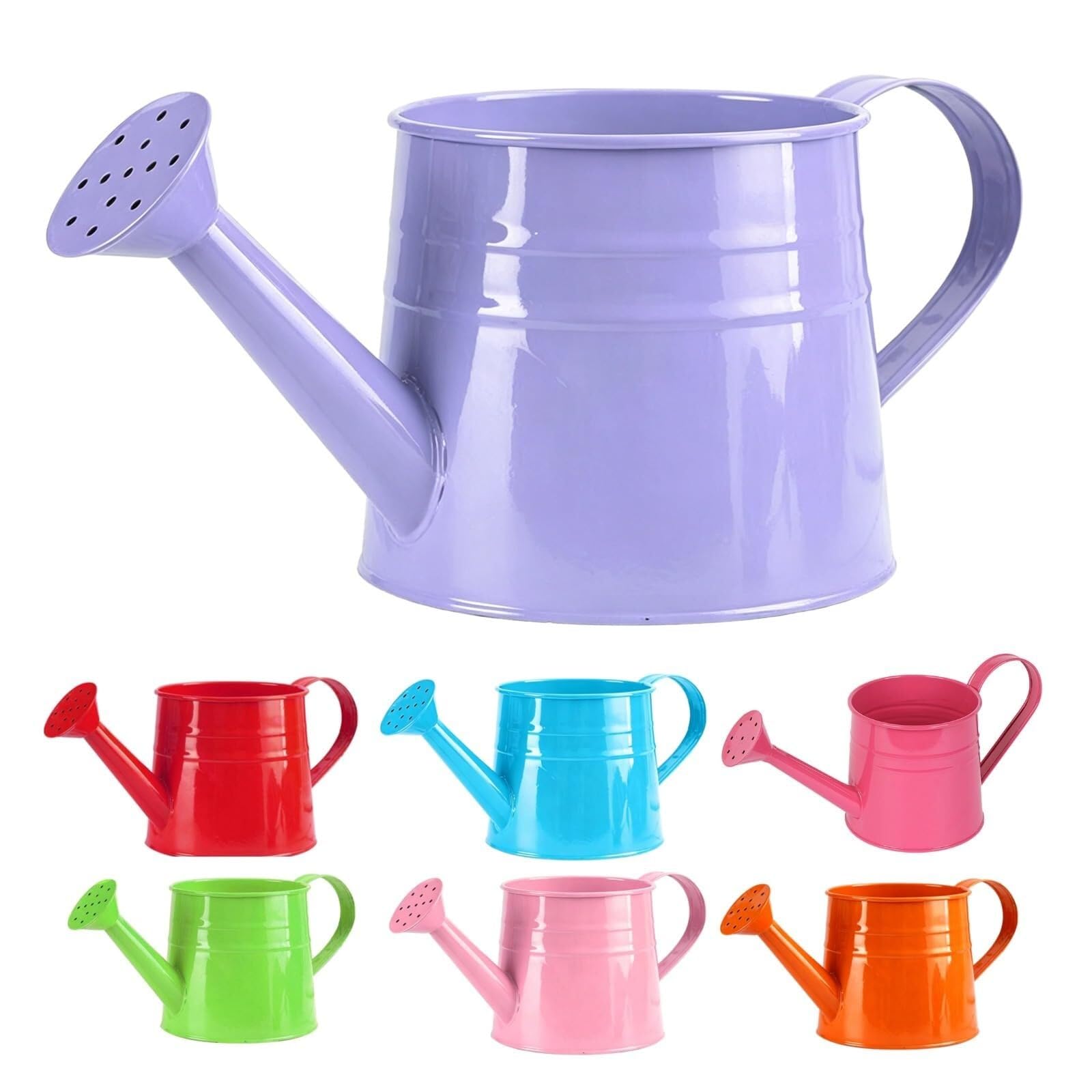1L Pink Galvanised Steel Watering Can, Vintage Metal Pot