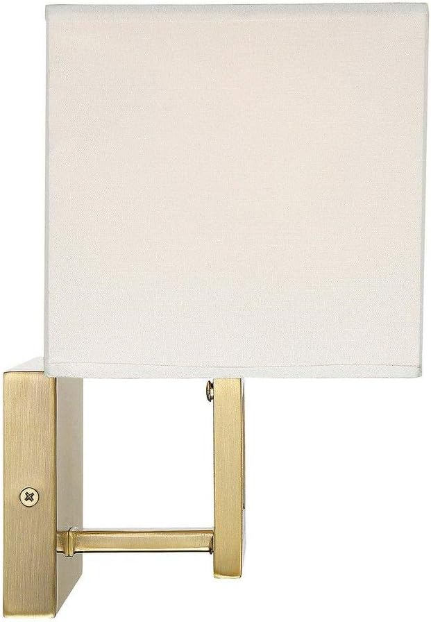TW021924NB 2-Light White Fabric Shade Wall Sconce Light, 60 Watts, in Natural Brass