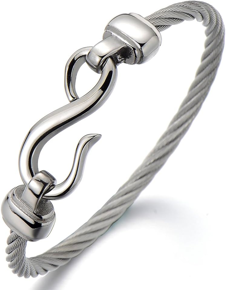 COOLSTEELANDBEYOND Stainless Steel Infinity Love Bangle Bracelet for Women