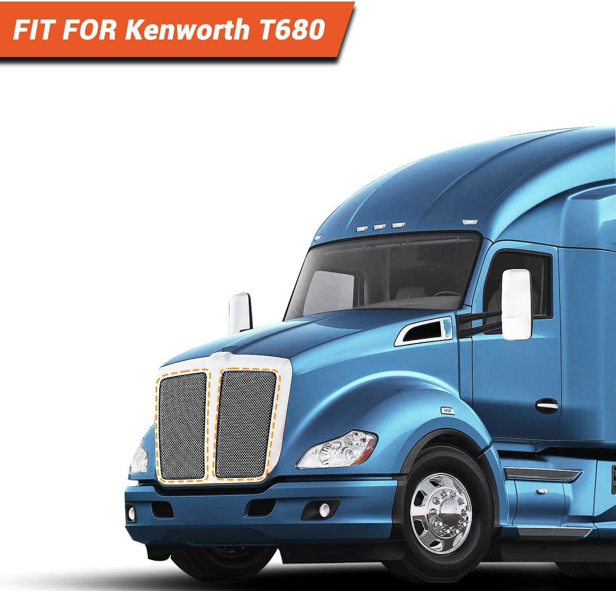 Grille Insert for Kenworth T680 2015-2022 [w/Screen Bracket] Iron Net OE Replacement Kenworth T680 Front Grill