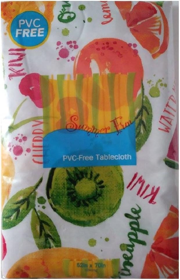 Kiwi Cherry Pineapple on white PEVA Vinyl PVC free