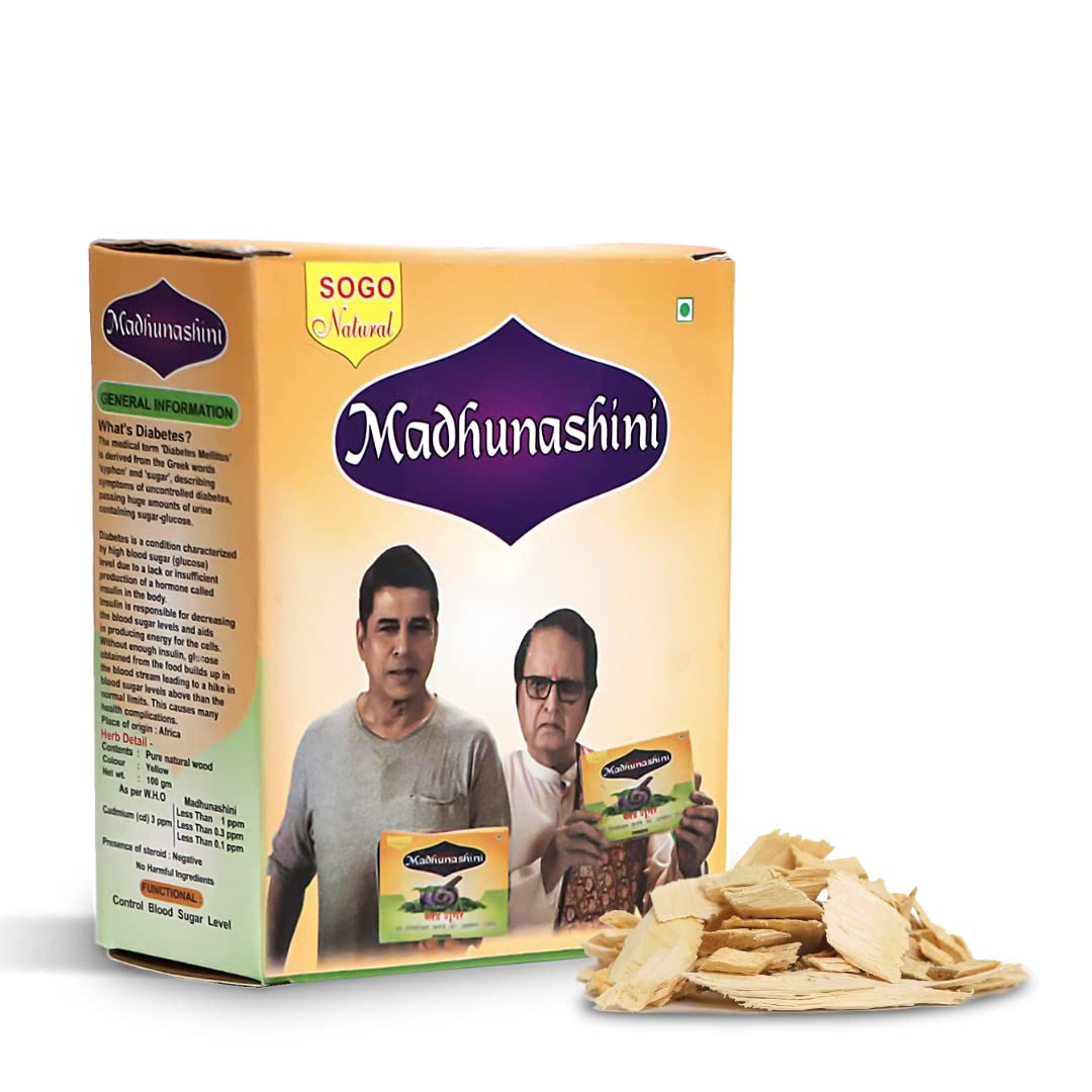 Sogo Natural Madhunashini | Edible Natural African Woods to Control Diabetes & Blood Sugar Level Naturally | Approved by Ministry of Ayush, Govt. of India | 1 Year Pack (100gm)