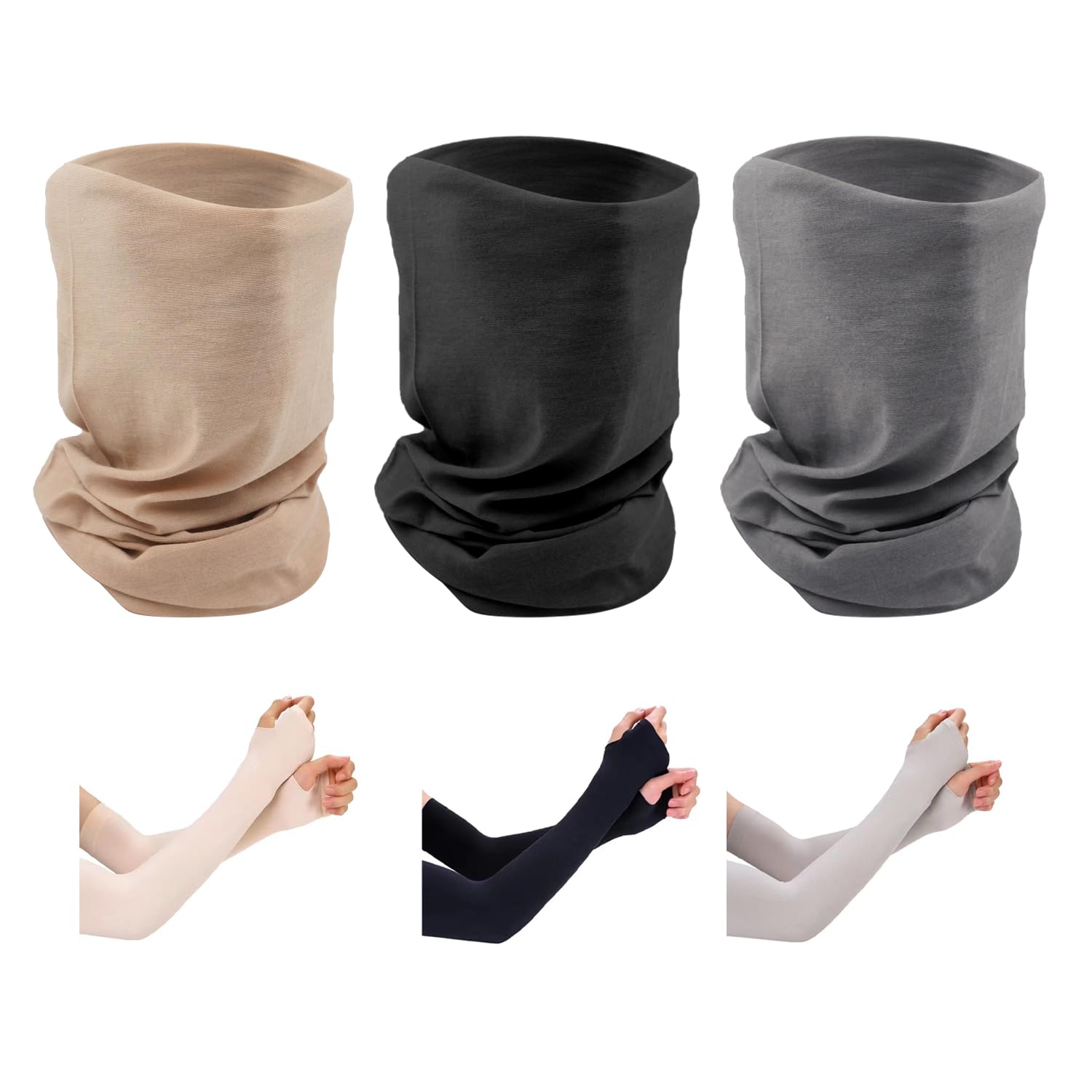 3 Pieces Of Riding Mask And 3 Pairs Of Sunscreen Sleeves, Men'S Scarf, Motorcycle Scarf, Sunscreen, Multi-Functional Mask.