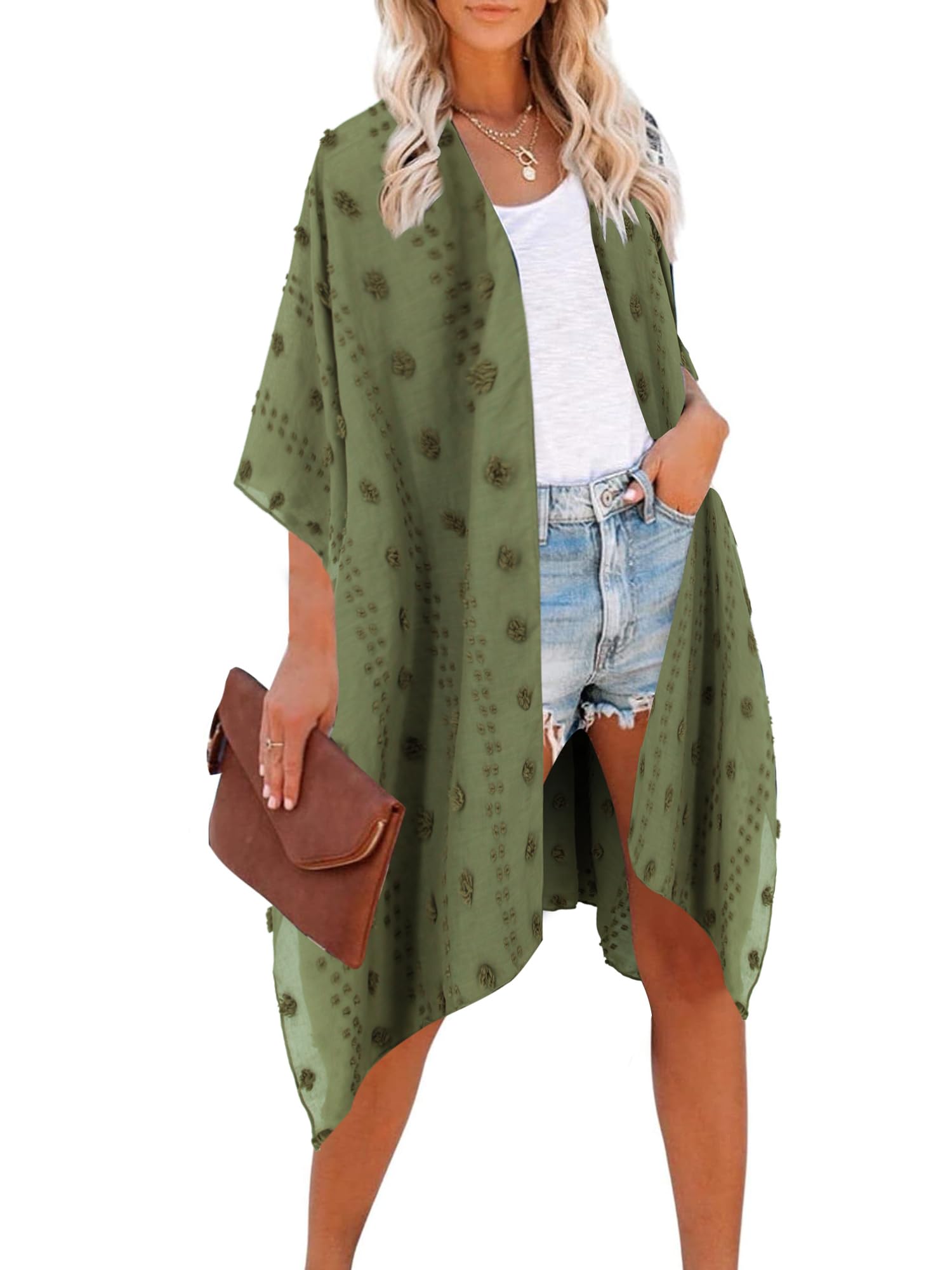 Moss RoseWomen Summer Bikini Kimono Bathing Suit Cover Ups for Swimwear, Green, One Size