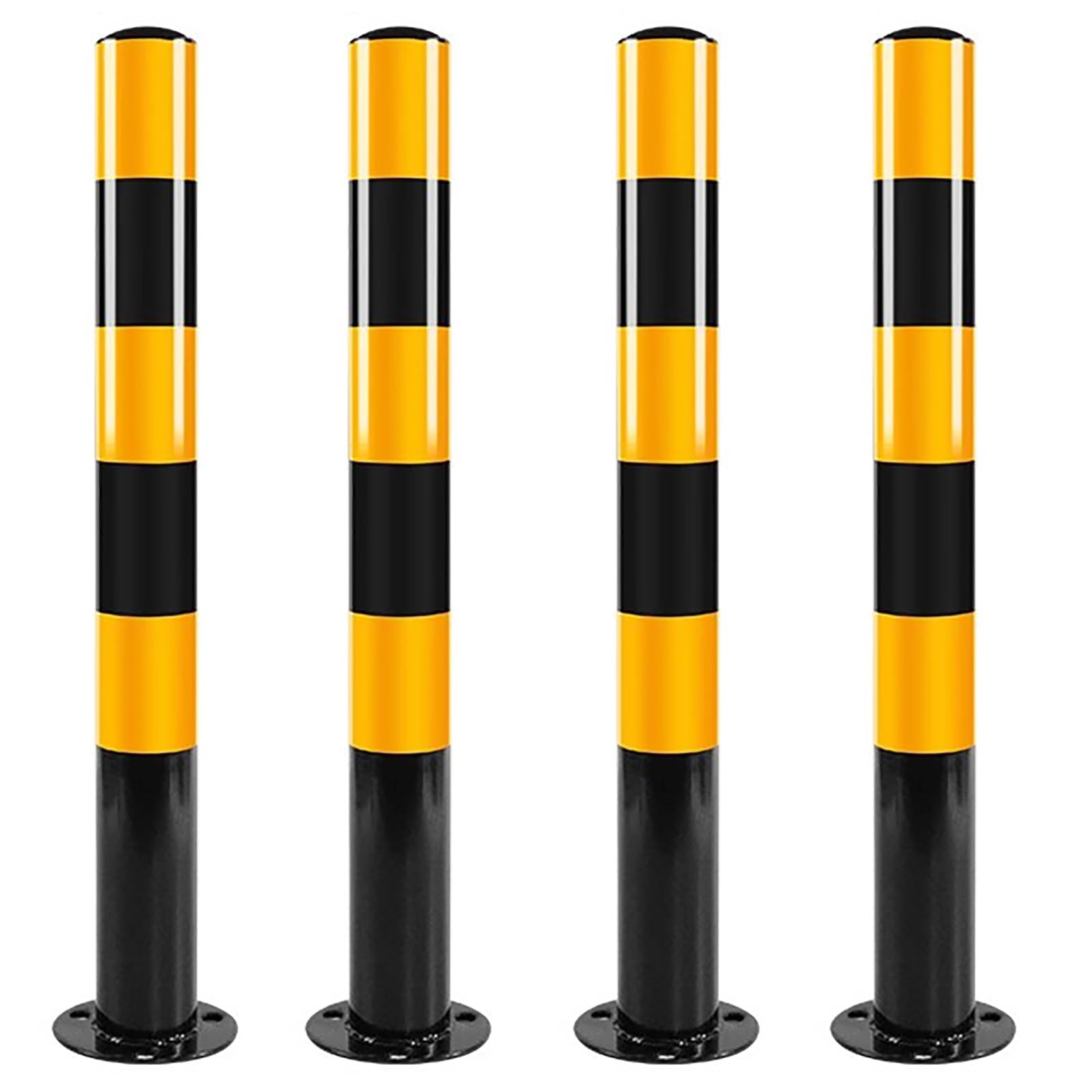 SGKOMN Heavy Duty Steel Parking Barrier, Durable Safety Bollards for Traffic Control in Parking Lots, Driveways, and Sensitive Areas - Enhance Security & Prevent Unauthorize, 4Pcs