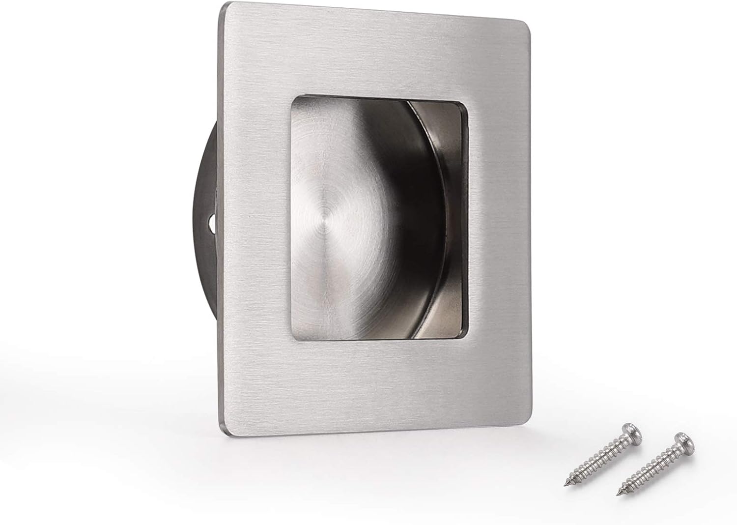 (1 Pack)Probrico Recessed Sliding Door Pull Brushed Nickel Furniture Flush Door Handle Stainless Steel Flush Finger Pull Square 2-3/4 Inch Recessed Handle Sliding Flush Door Pull