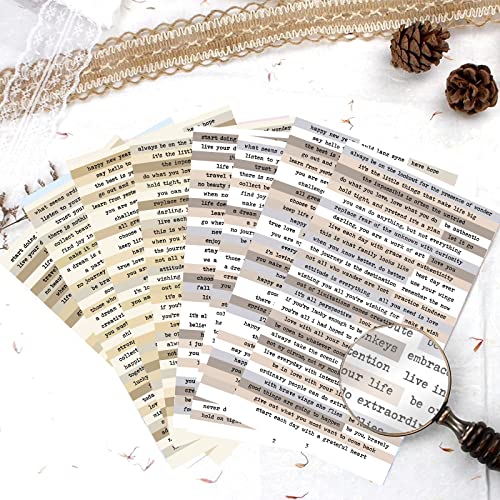 32 Sheet Quote Stickers For Journaling- Vintage Scrapbooking Supplies Kit For Adults, Small Talk Stickers Phrase Word Notebook Diy For Art Junk Journal Planners Collage Album Aesthetic Embellishment (Brown) #TOP3