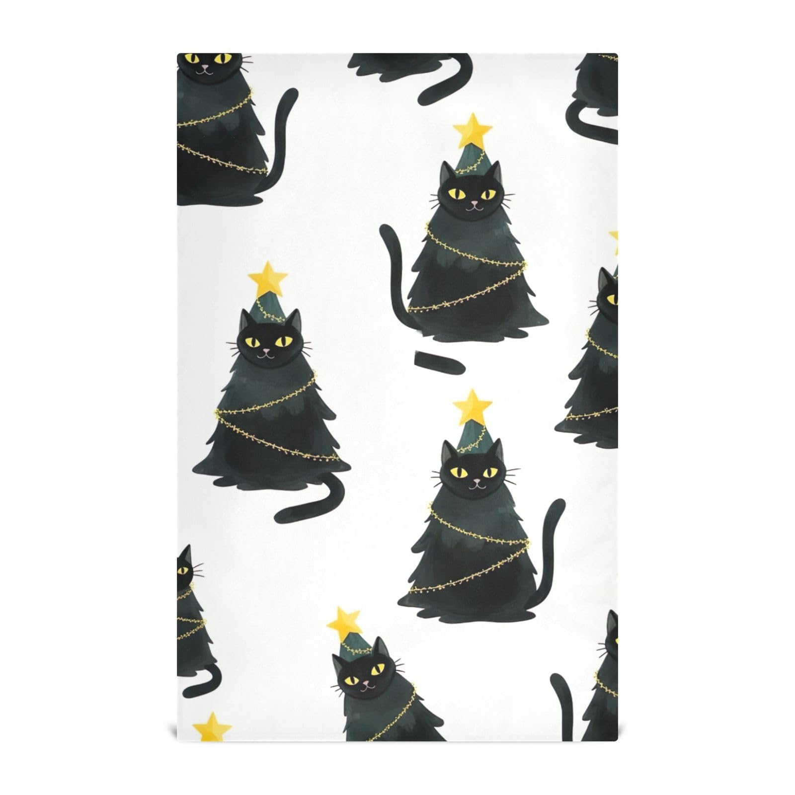Torchons de cuisine polyester noir GAIREG essuie-tout décoratif chat Noël 71x45cm