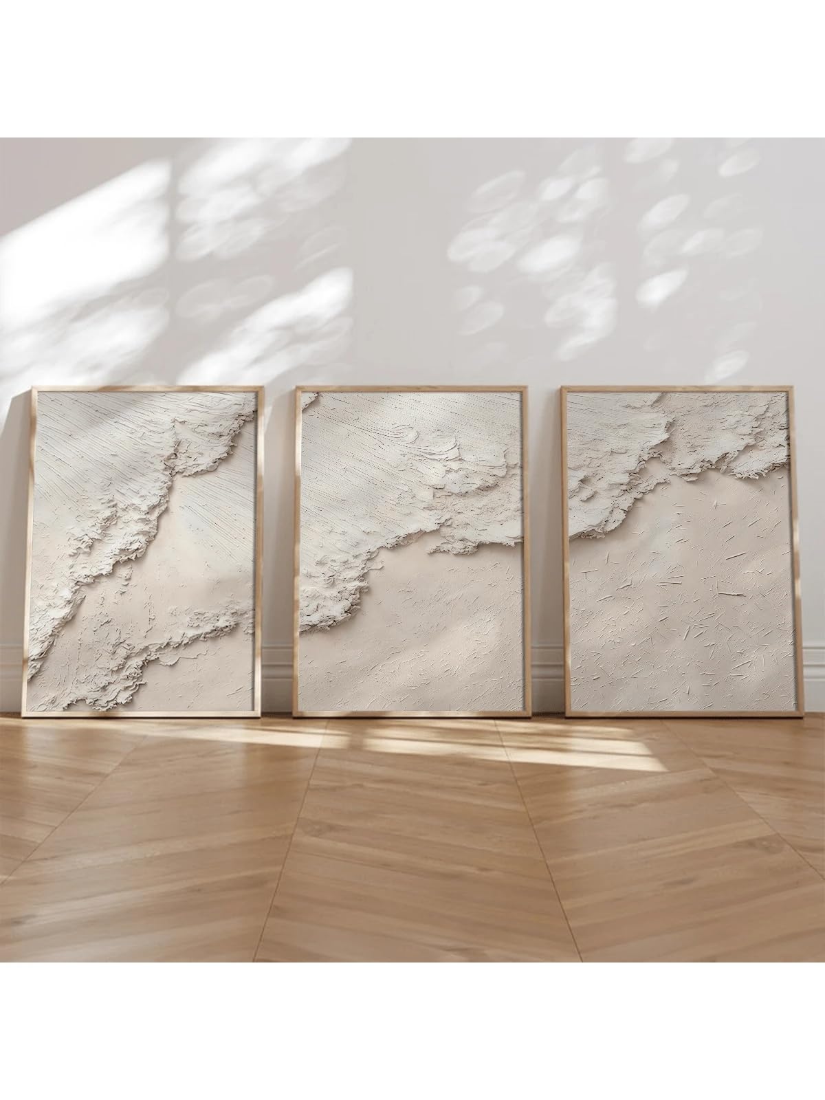 lianyibo 3pcs Moderno Arte Per Parete Posters, Astratto Arte, Wavy Pattern, Earthy Tones, Minimalista Arte, Pure Bianco, Decorazione Per Casa (70x90cmx3/Cornice Interna)