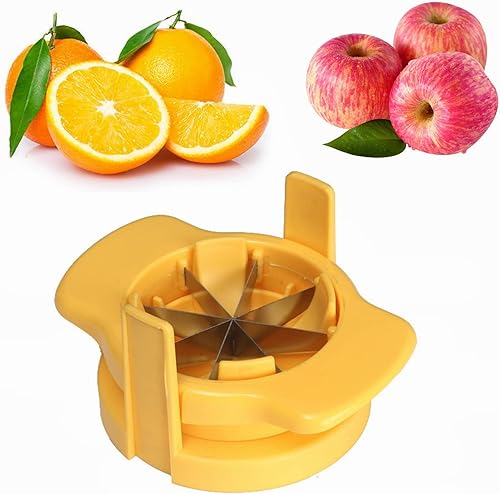 Cortador de limón de 8 cuñas, amarillo, policarbonato, plástico, acrilonitrilo butadieno estireno, acero inoxidable