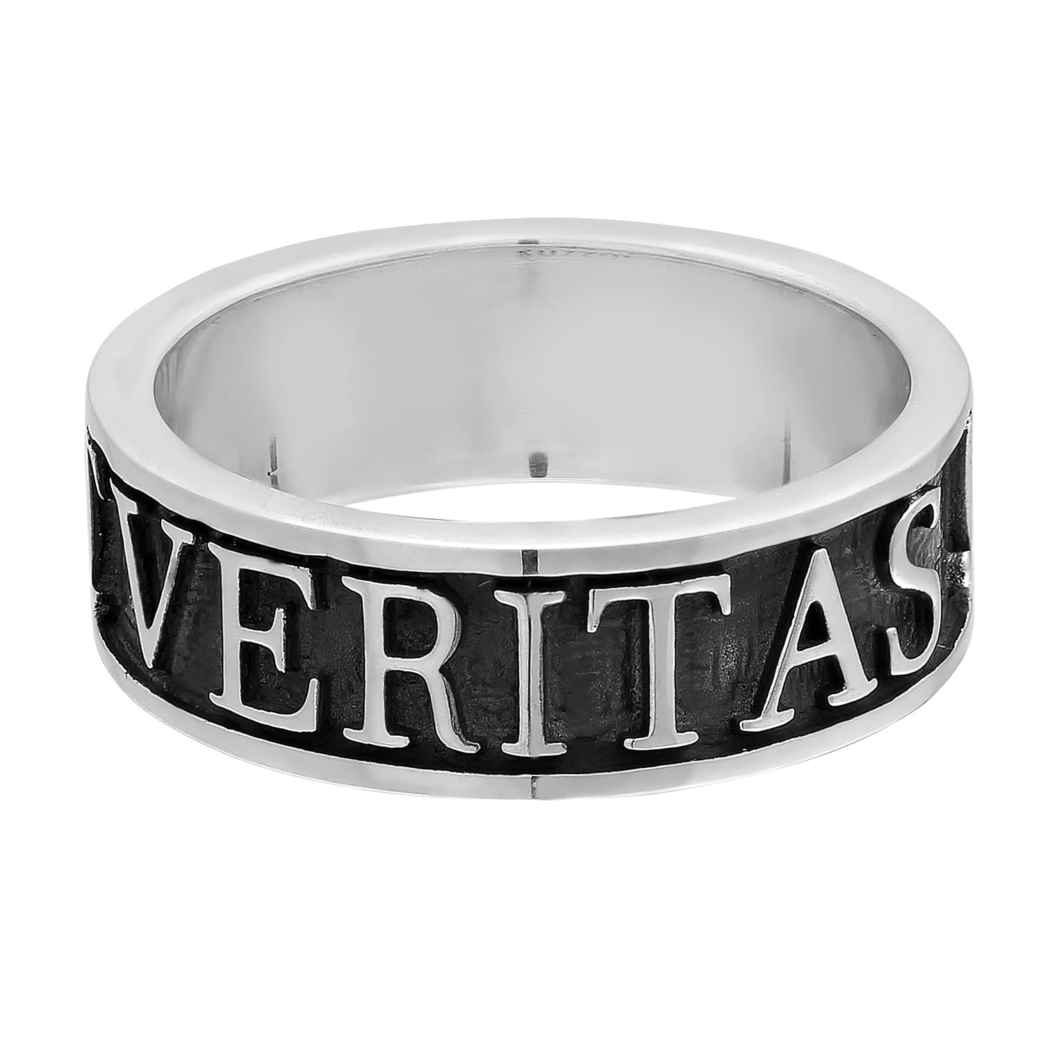 Kuzzoi Herrenring oxidiert Bandring massiv (8 mm) 925 Silber Breites | Schmuck Accessoire mit Schriftzug Silberring für Männer in der Ringgröße 60-66