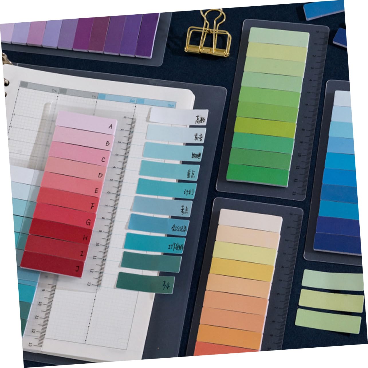 12 Set Linguette Adesive Colorate per Libri Indicatori Riposizionabili e Scrivibili per Studio e Ufficio Foglietti per Organizzazione