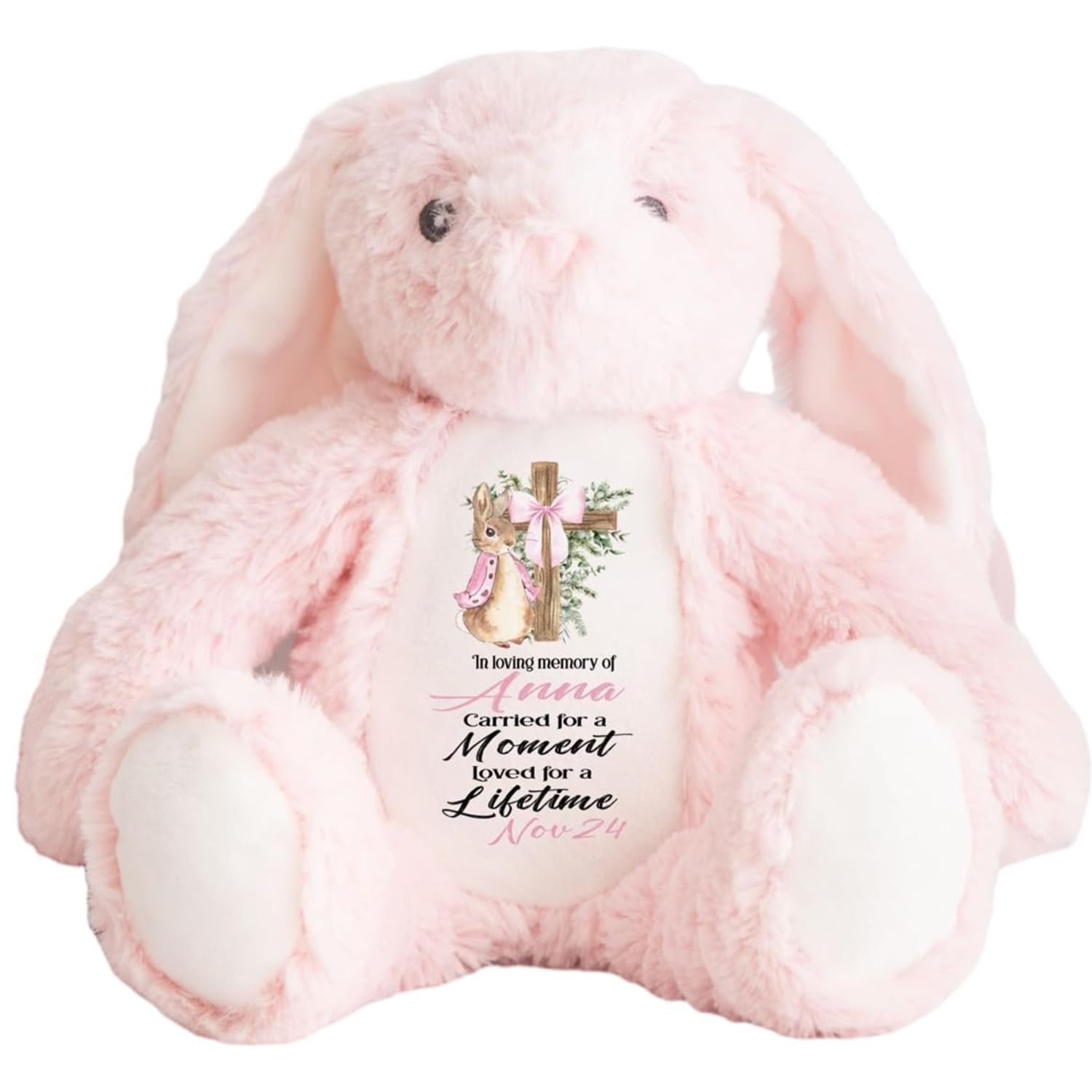 Crafted Memories® - Baby Loss Teddy Memorial Keepsake | Personalised Remembrance Item | Infant Loss, Stillborn, Miscarriage Comfort | Velveteen Rabbit Soft Toy | Grey, White