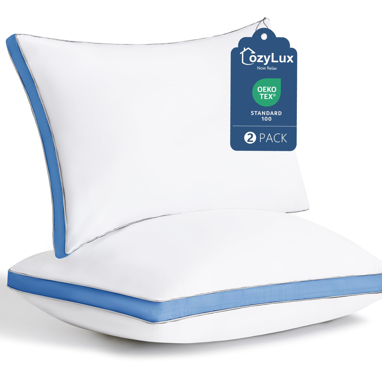 CozyLux Pillows Queen Size Set of 2 Soft and Supportive 3D Down Alternative Bed Pillow for Sleeping 2