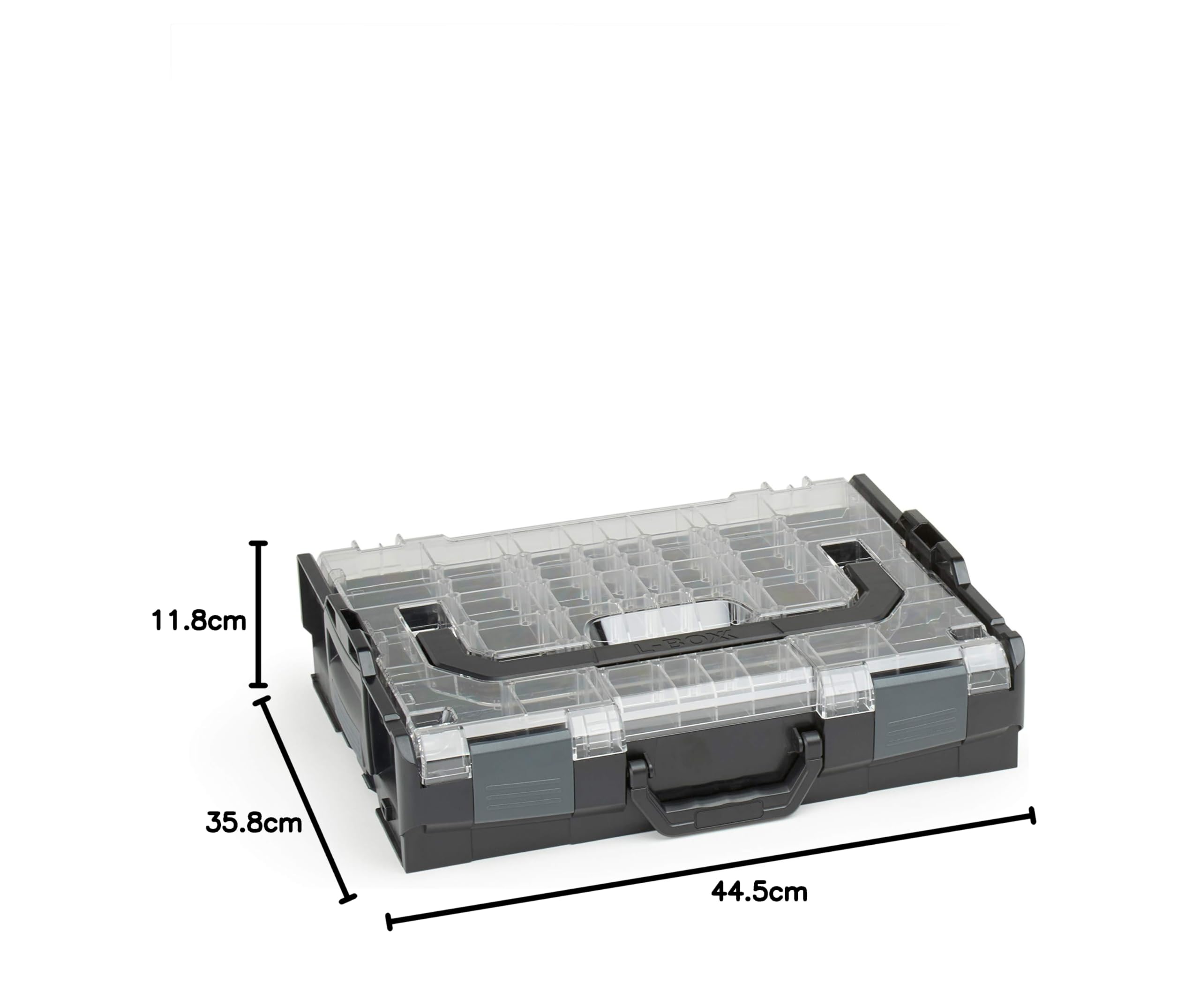 Sortimo L-BOXX 102 - Maletín de herramientas de plástico con tapa transparente con juego de cajas organizadoras BC3 para piezas pequeñas, sistema de almacenamiento ideal de tornillos