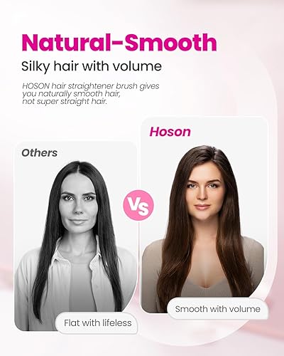 Miniatura 3 de Mini cepillo alisador de pelo tamaño de viaje para mujeres, cepillo alisador de doble voltaje con cerdas térmicas de cerámica, temperatura ajustable