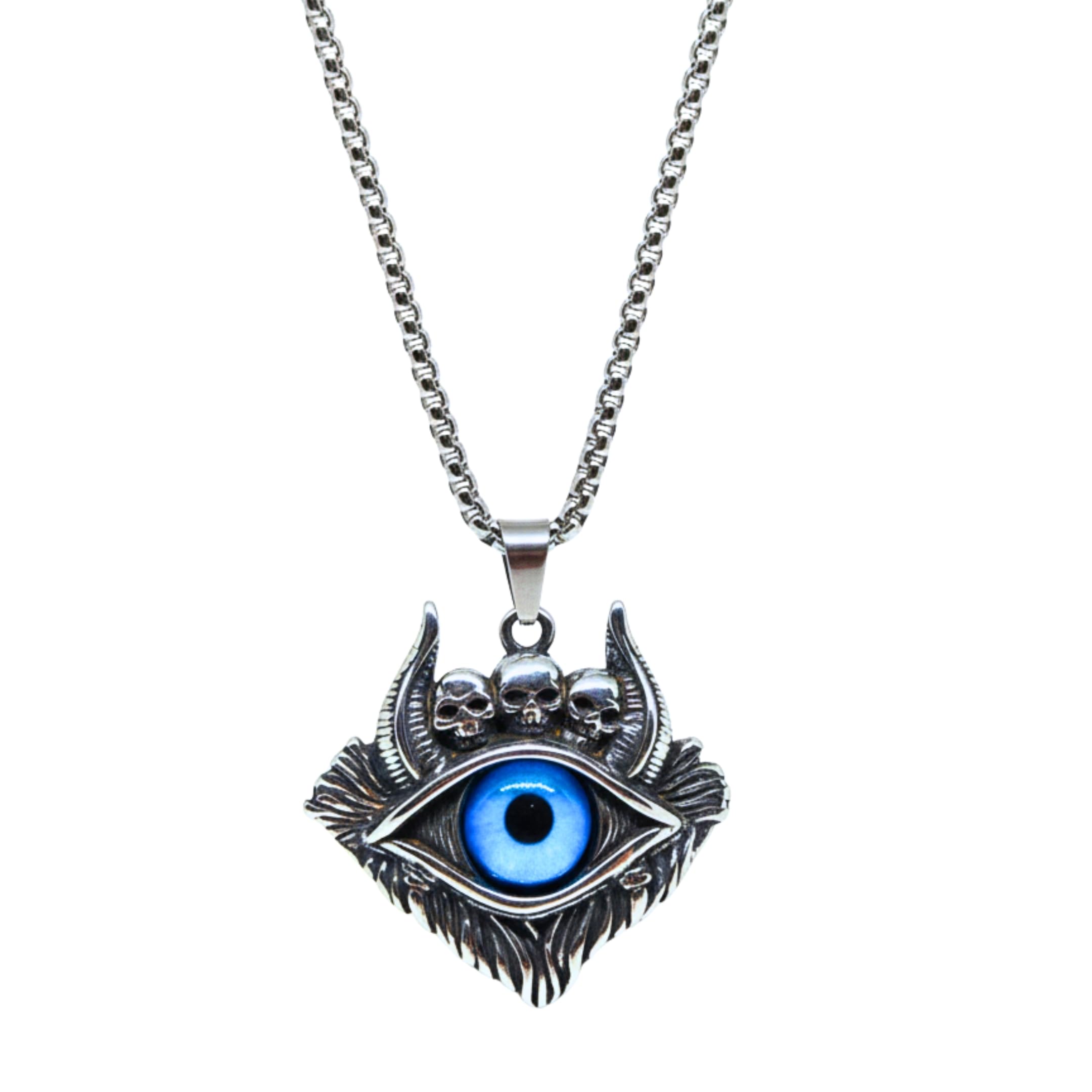 the men thing DEMON EYE - 41mm Titanium Steel Pendant with 24inch Round Box 5mm Chain for Men & Boys-picture-18