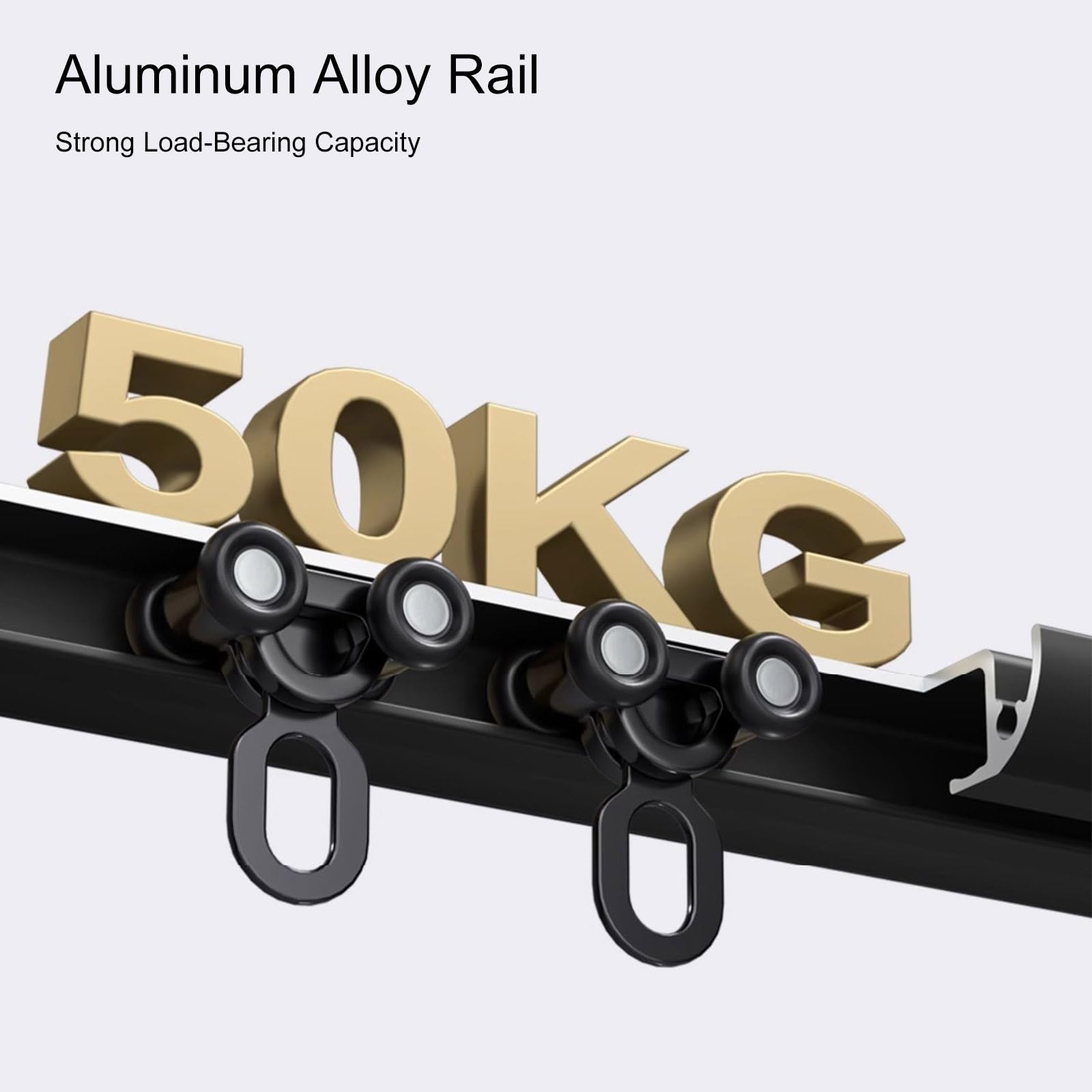 Einzelnes Vorhangschienensystem, Gardinenschiene Aluminium 1-läufig, Decken-Vorhangschiene Mit Stummen Rollen Stark Und Müheloses Gleiten Für Wohnzimmer Zu Vorhängen Gardinen(Black,2.7m(8.6ft))