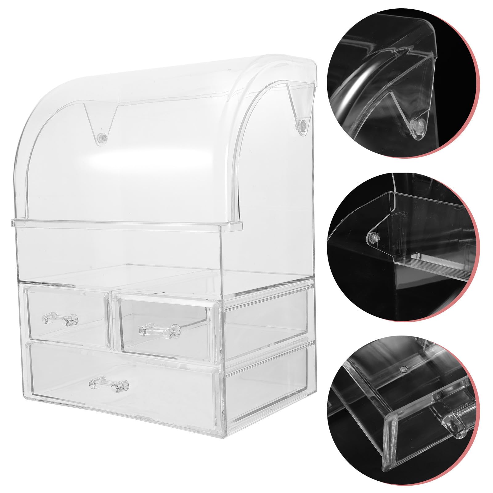 TEHAUX Eleganter Make Up Organizer mit Schubladenregal aus Ps für Schminktisch Große Fächer und Mehrere Kleine Schubladen zur Einfachen Kosmetik und Hautpflegeaufbewahrung zu Hause