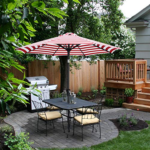 Image of ABCCANOPY Durable Solar Led Patio Umbrellas with 32LED Lights 7.5FT Red&White