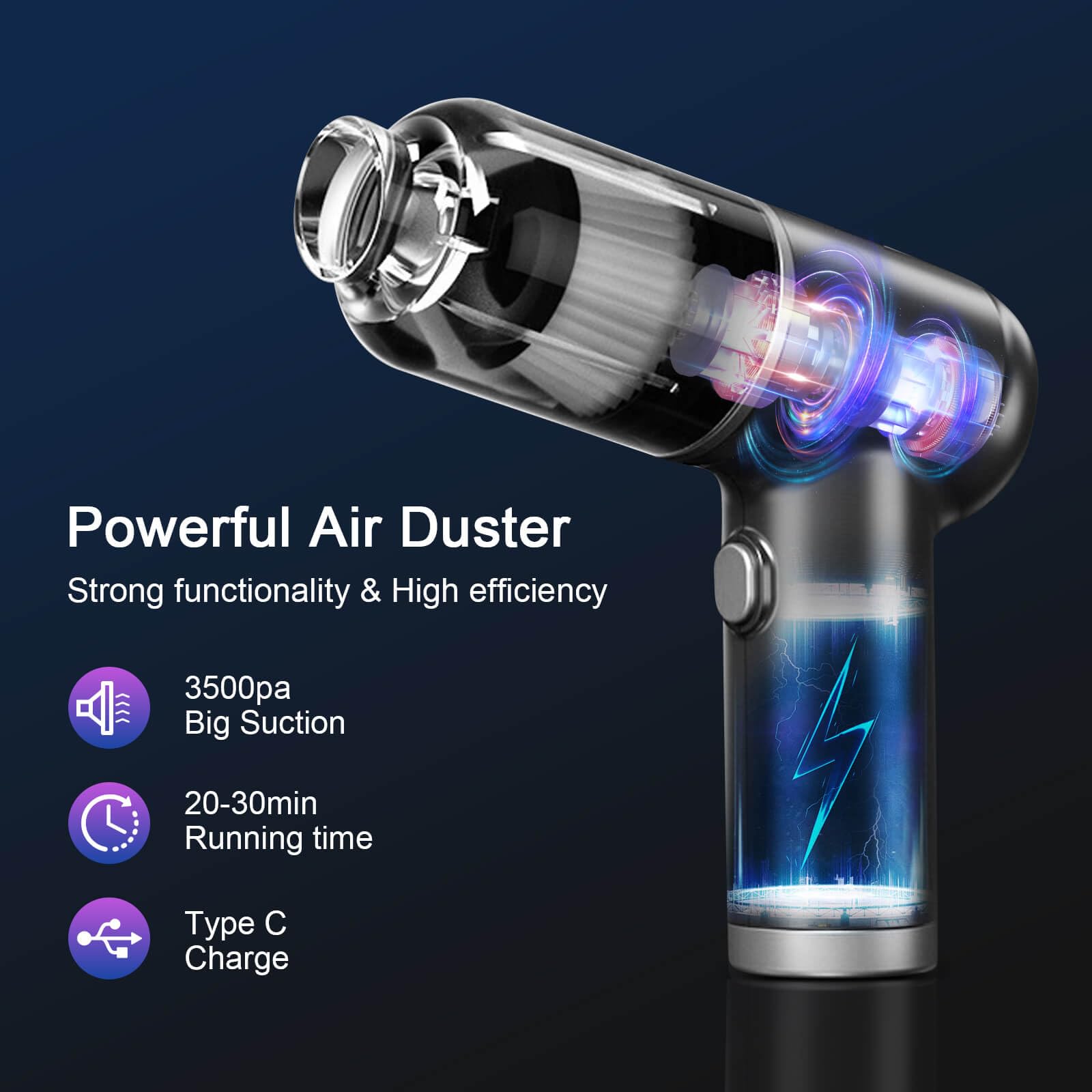 EBUYFIRE aspiradora de coche,Soplador de Polvo Eléctrico y Mini Aspirador 2 en 1,aire comprimido limpieza pc,limpiador teclado, aspirador soplador de mano potente, para Ordenador,Coche, Oficina,Sofá.