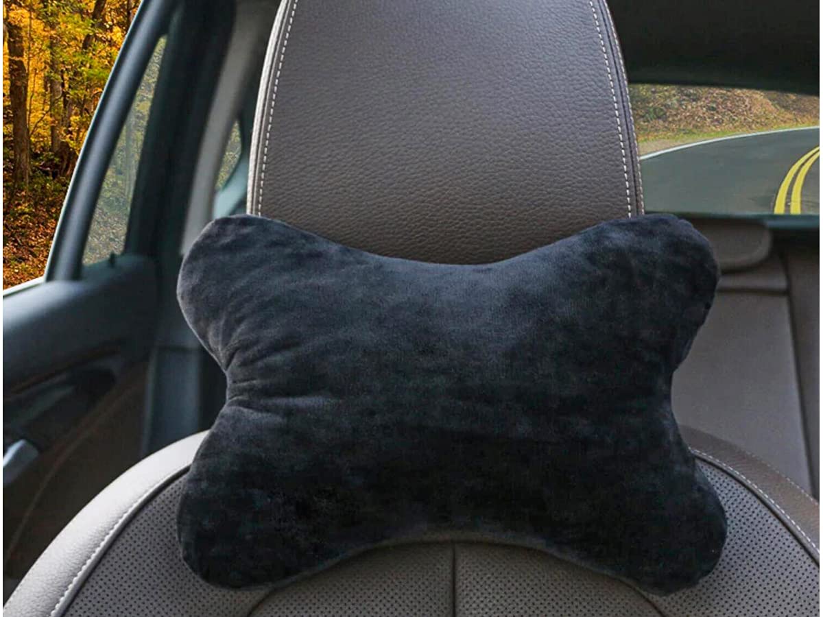 A2ZWORLD 2 cojines reposacabezas de coche, cojines de viaje, para reposacabezas y cuello, cojín para silla Gaming (negro clásico)