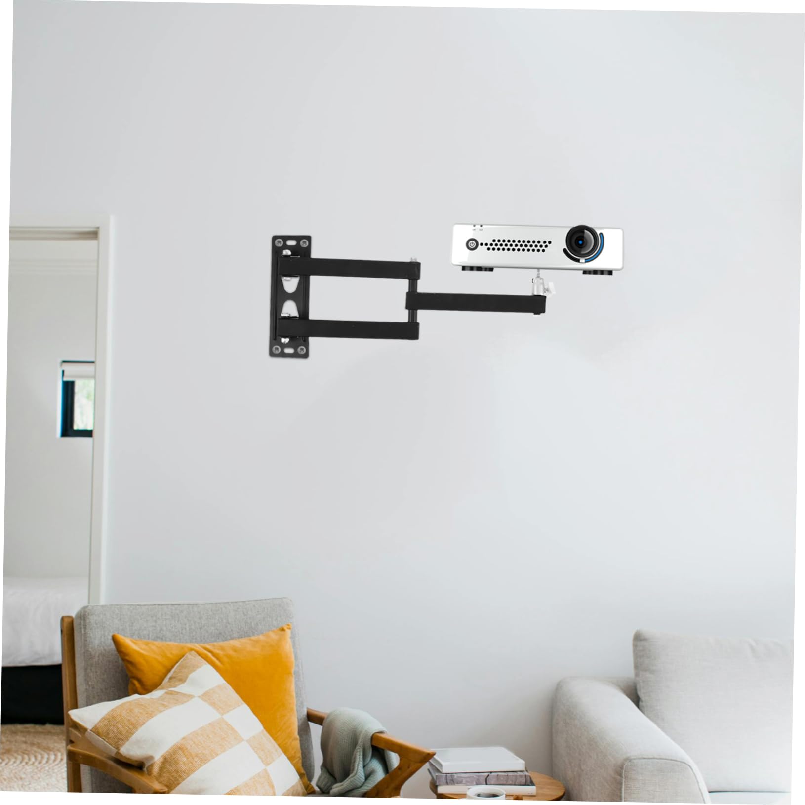 DOITOOL Soporte para Proyector de Pared Negro en Aleación de Aluminio Fuerte Estabilidad y Diseño Compacto Adecuado para Uso en Dormitorio o Junto Cama