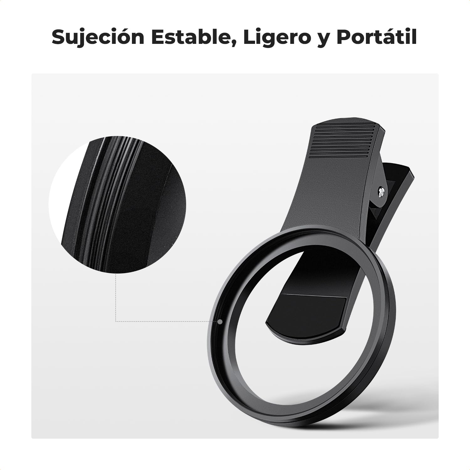 K&F Concept 52mm Clip-on Filtro ND2-400 para Teléfono,Filtro Variabile ND2–400, Teléfono Móvil Lente de Densidad Neutra con Clip Compatible con iPhone 16 15 Pro MAX 14 13 12 11