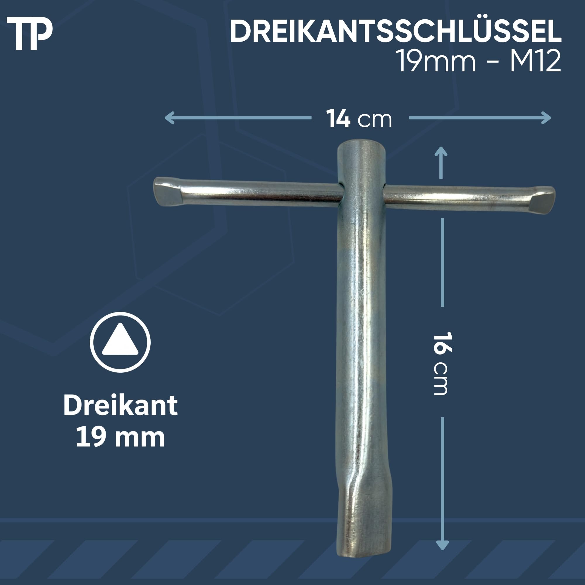 Dreikantschlüssel M12 – 19 Mm, Verzinkt, DIN 22417, Für Poller & Absperrpfosten, Feuerwehrschlüssel