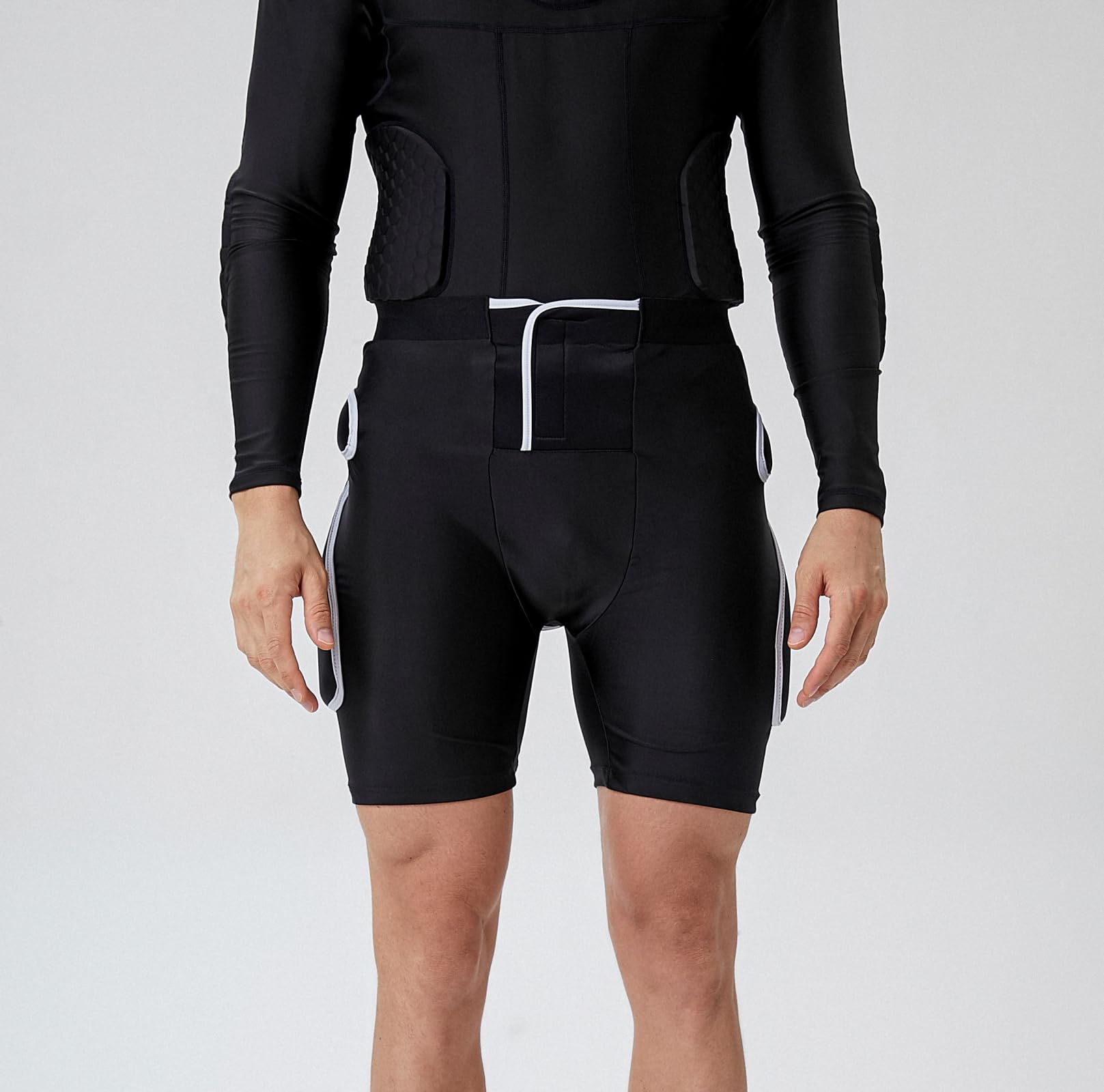 Topeter Impact Shorts, Hip Protective Gear Guard Underwear for Goalie Rugby(L, Grey), Black - Image 3