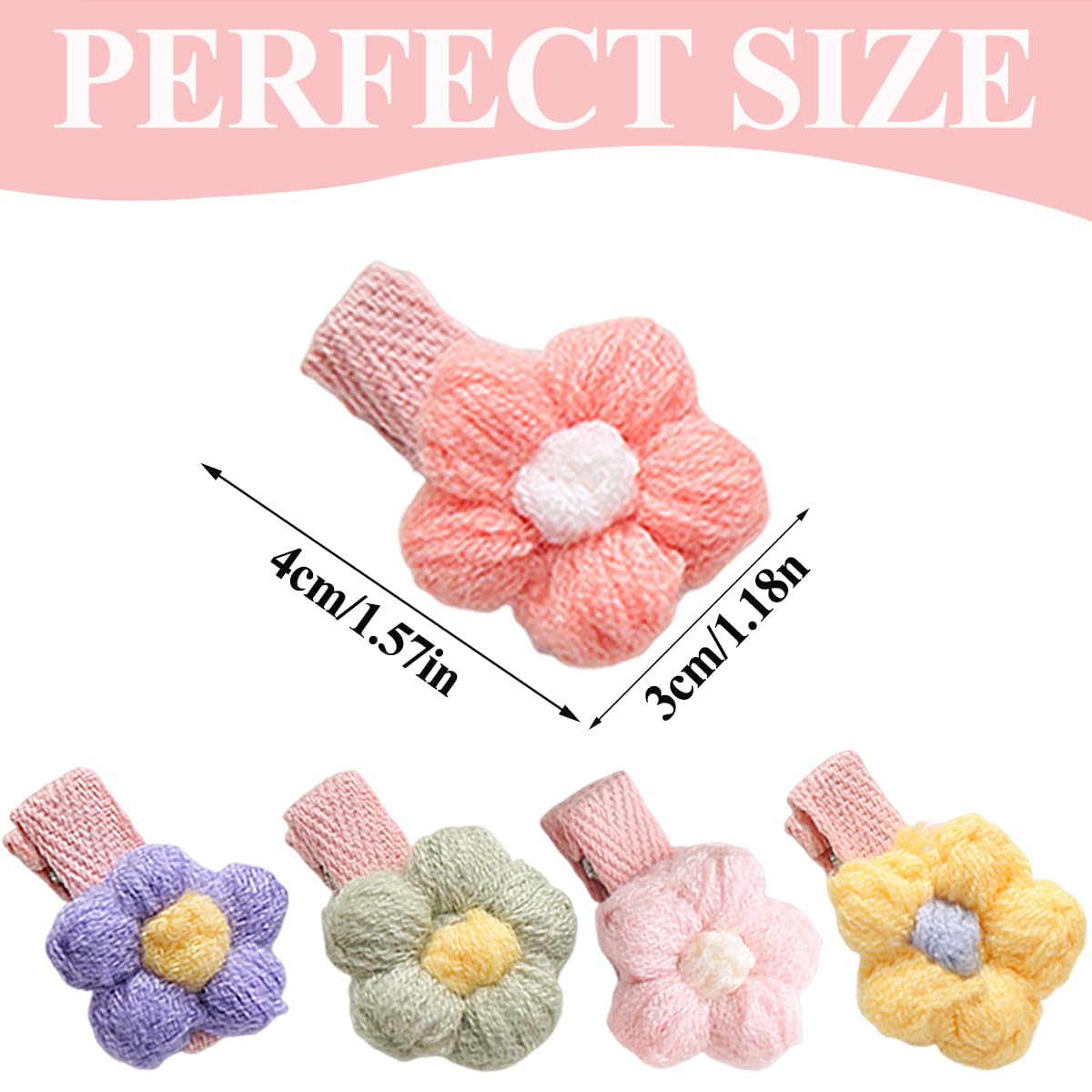 18 PCS Plush Flower Hair Clips Sweet Side Hair Clip Non Slip Hairclips Duckbill Clip Baby Girl Hairclip Small Cute Plush Hair Accessories Multicolour For Girls Women - Image 2