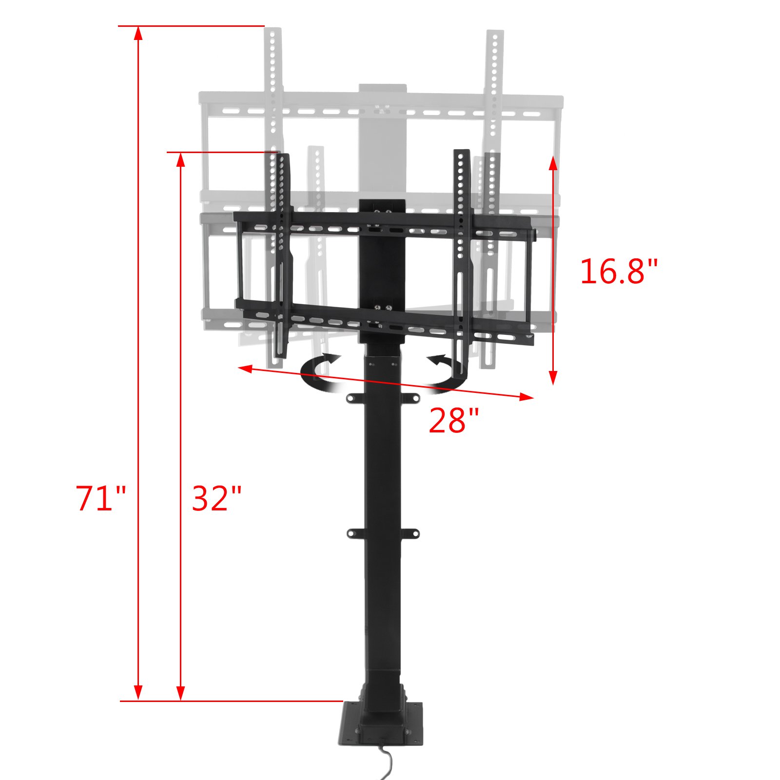 Mophorn Pro Swivel Motorized TV Lift 32’’70’’ TV Lift Mechanism 1000mm Lift Mount Auto Lifting
