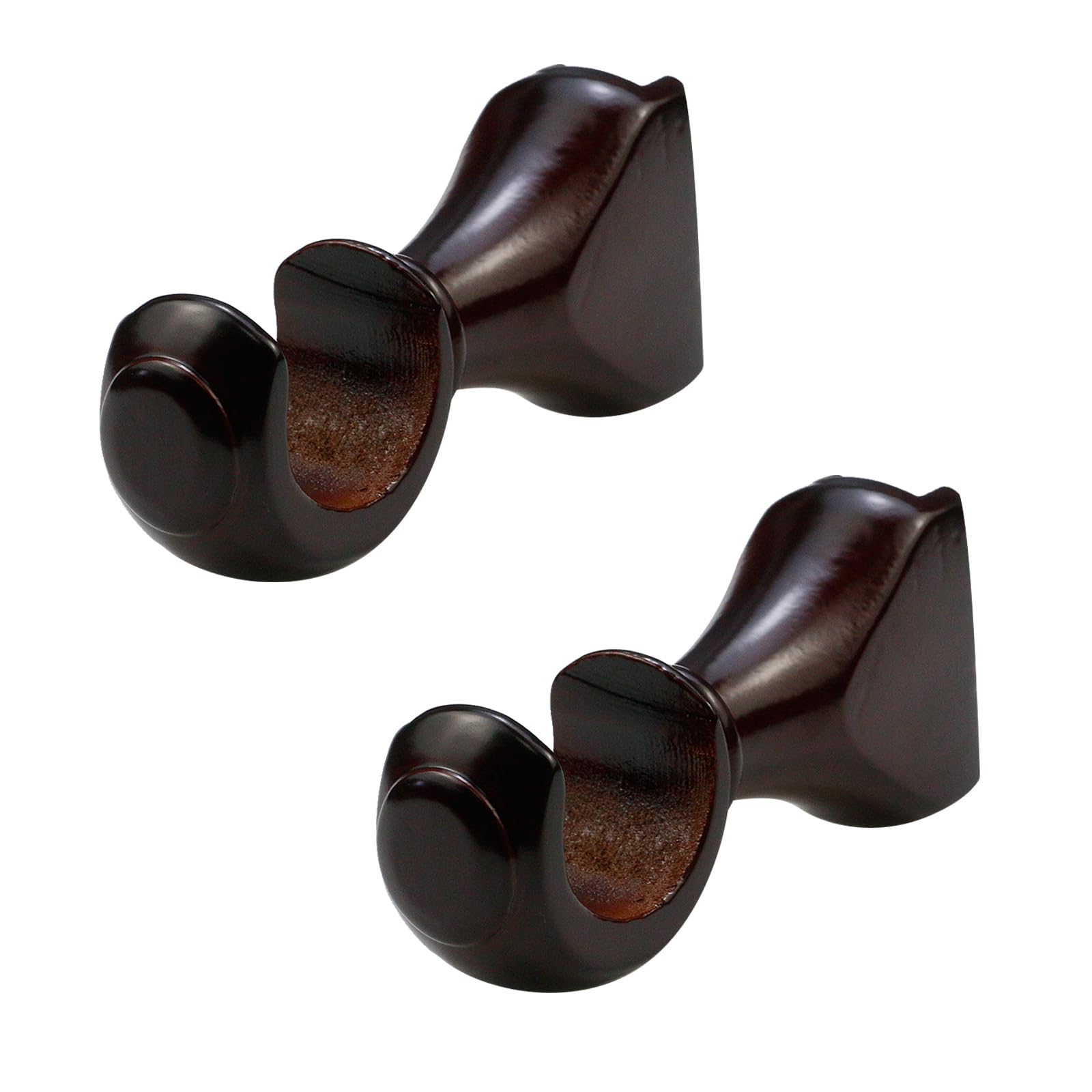 KUMGROT 2 PCS Wood Curtain Rod Brackets 35mm/1.37in Diameter Antique Window Curtain Rod Holder Heavy Duty Single Support for 1-2/5" Pole, Red Brown