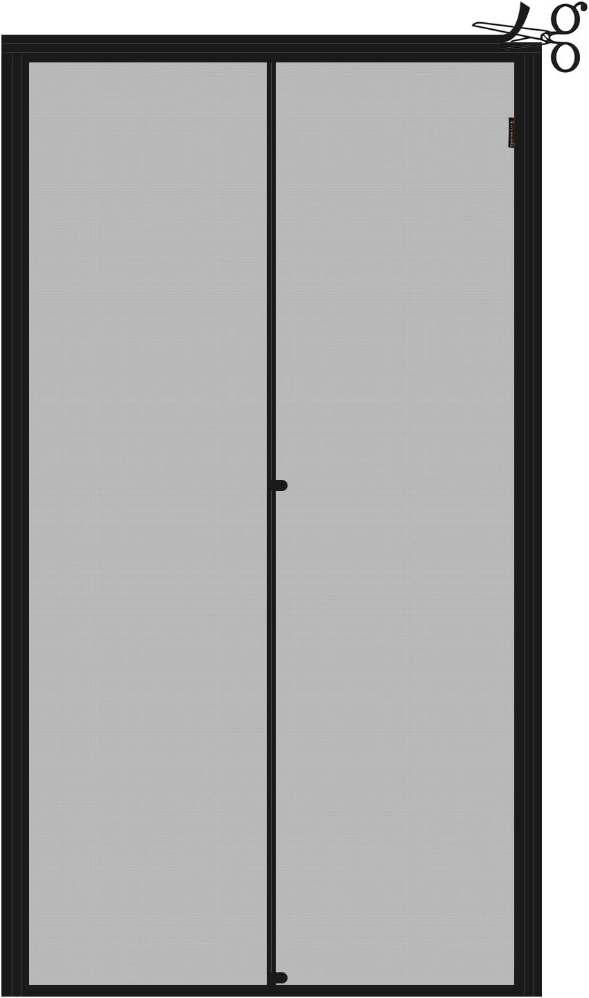 Yotache Adjustable Magnetic Screen Door Fit Doors Size Width 34"-38" Height 96"-98", Reinforced Fiberglass Mesh Curtain with Unique Widen Strip, Black